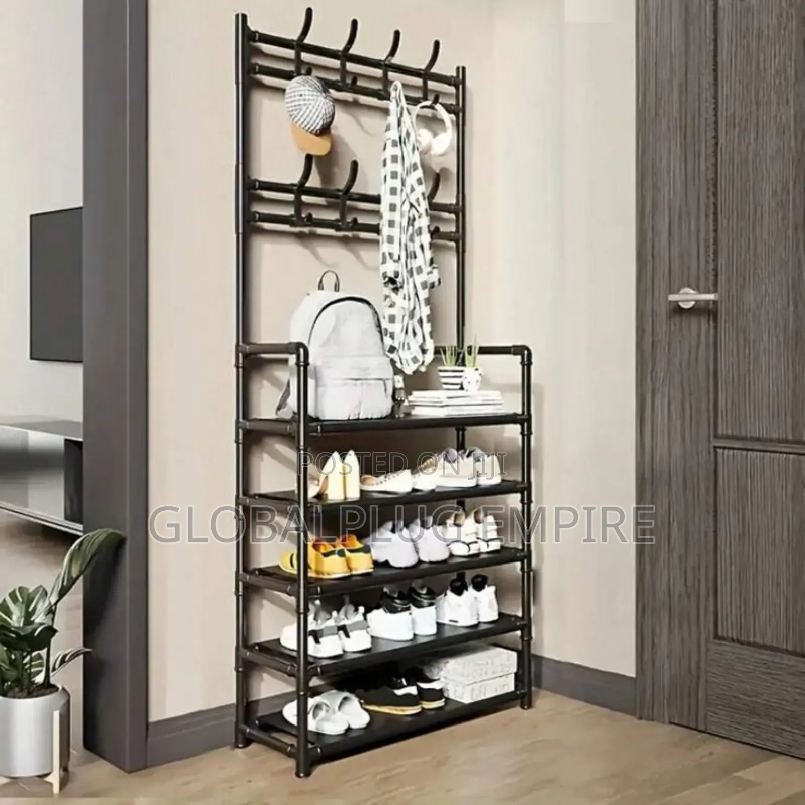 Modern Shoe Rack With Coat Hat Hooks