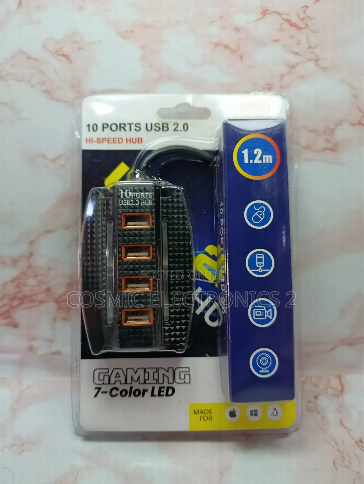 10 Ports Usb 2.0 Gaming Hub – 7 Color Led (Usb Type-A)
