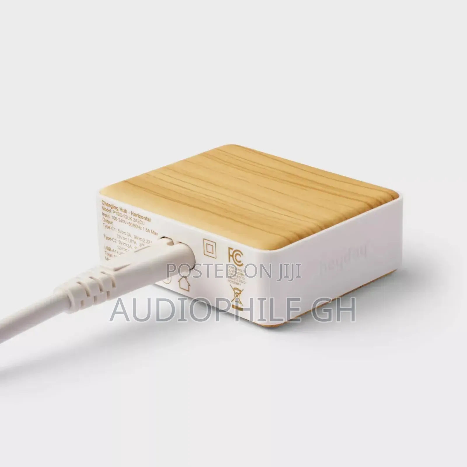 Heyday 4 Port Charging Hub Horizontal 2c + 2a - White Pine Wood