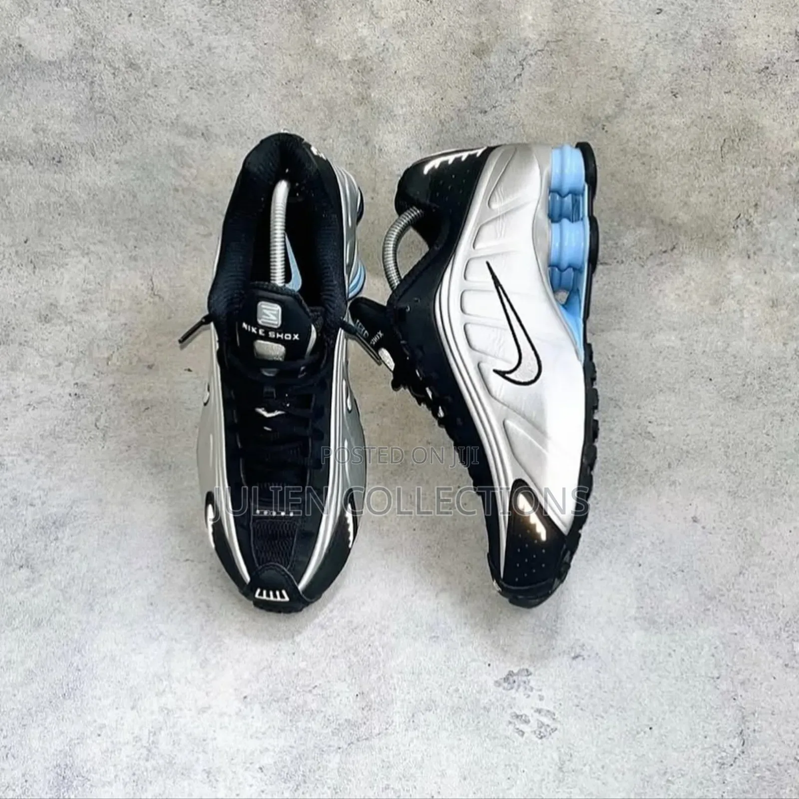 Nike Air Shox Silver Black and Sea Blue