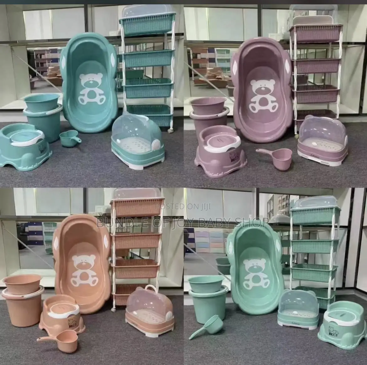 Baby Bath Set With Stand and Bottle Storage Rack