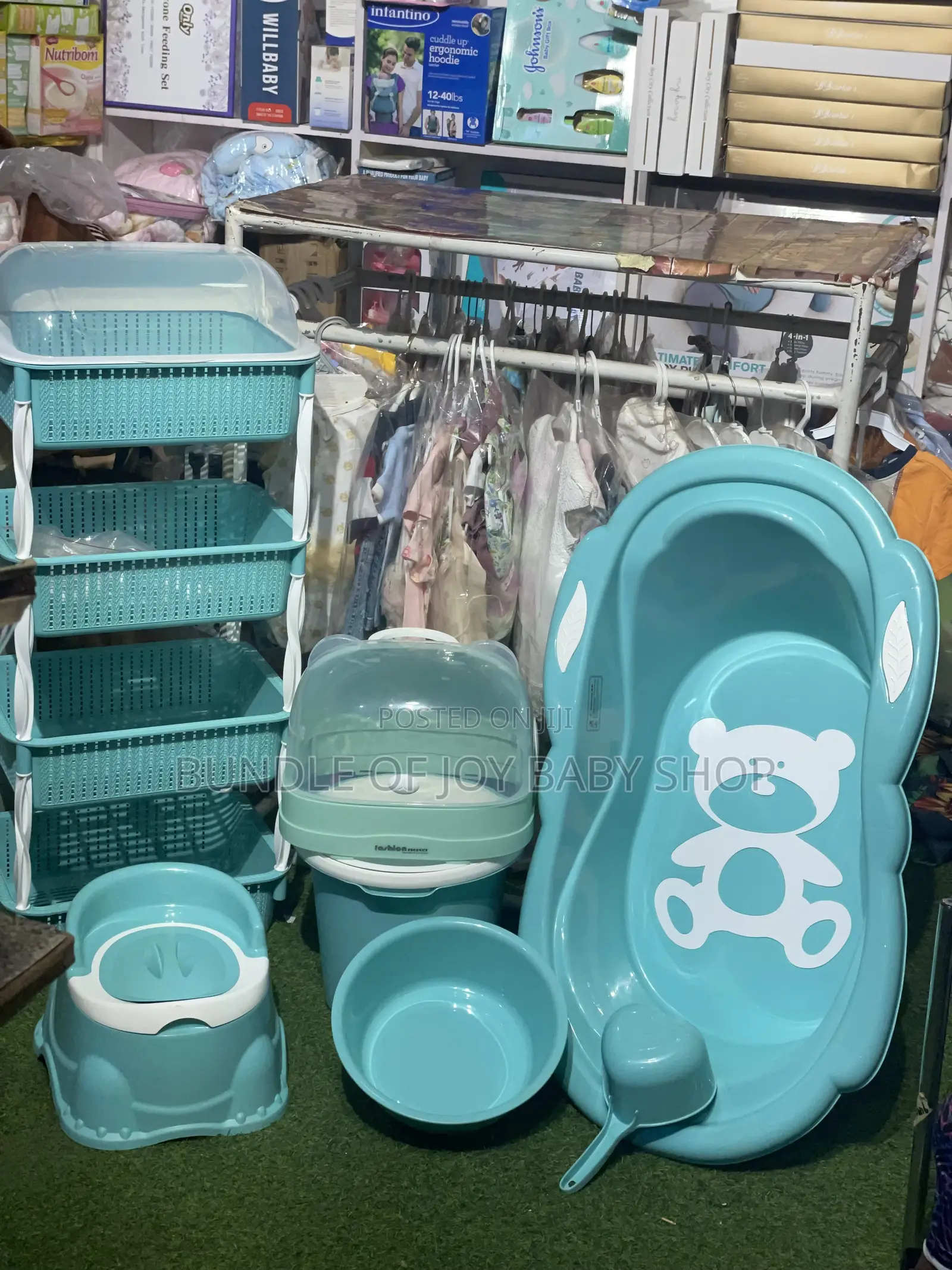 Baby Bath Set With Stand and Bottle Storage Rack