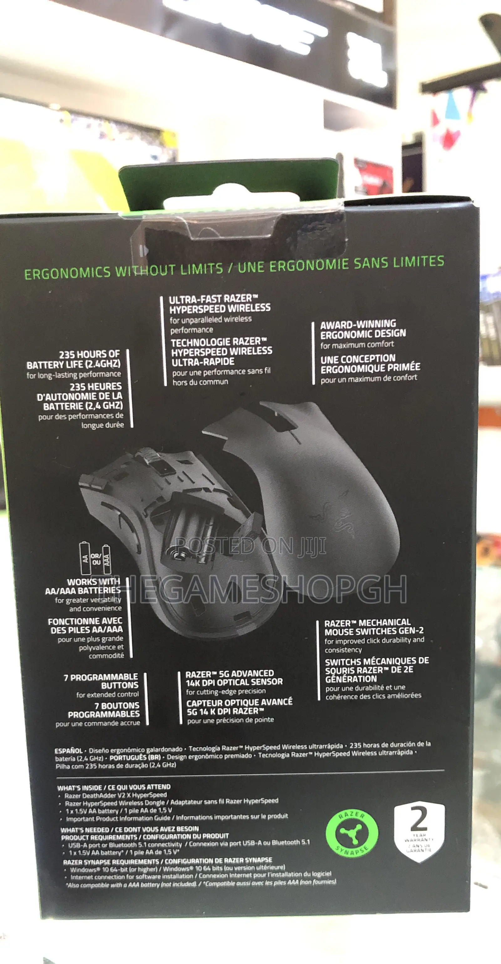 Razer Deathadder V2 Hyperspeed Wireless Gaming Mouse.