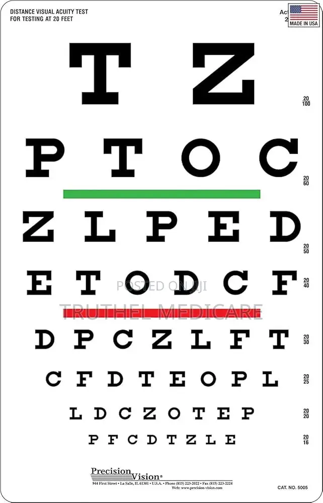 Snellen Acuity Eye Chart(Alphabets/Numbers)