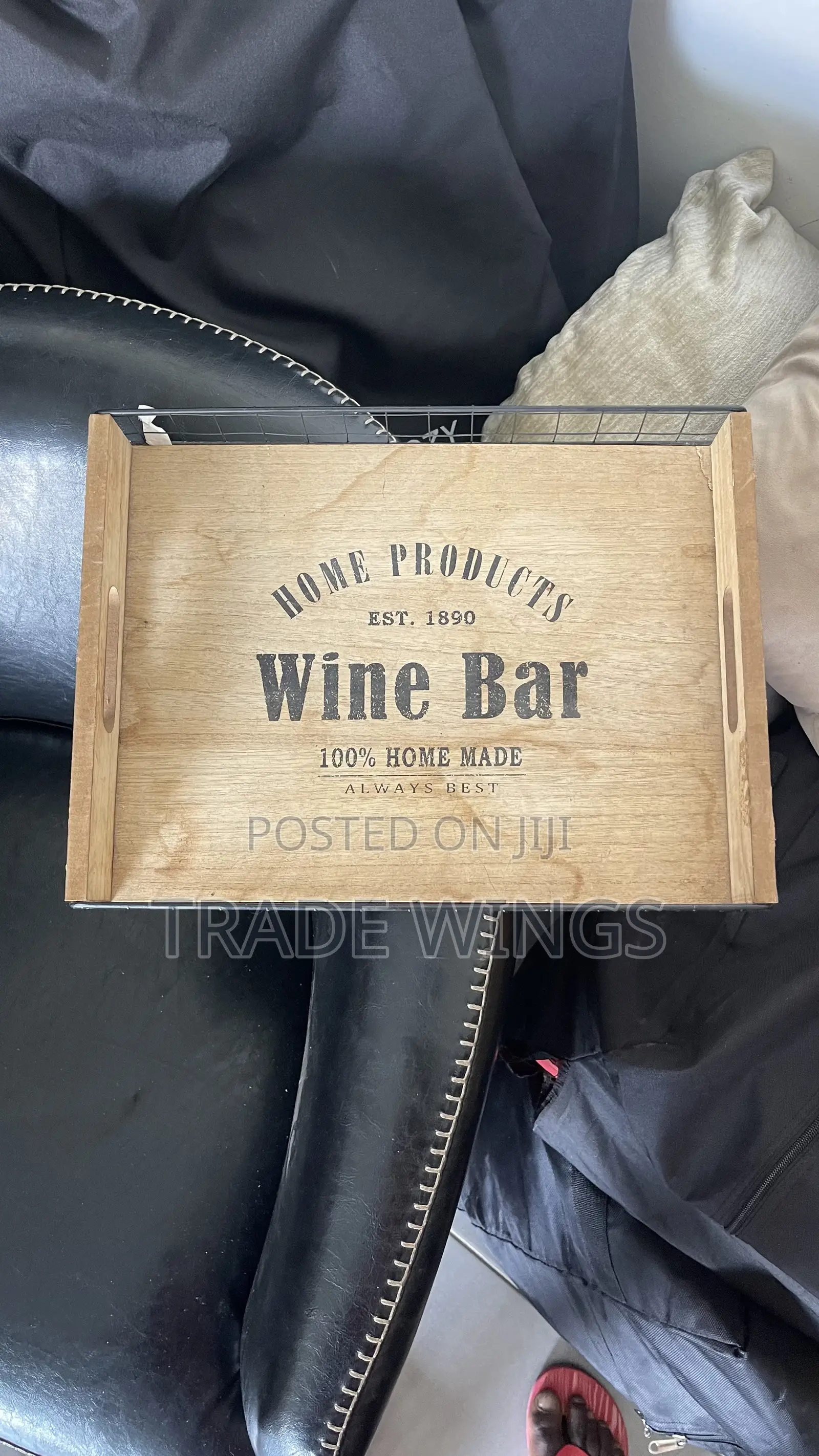 Wine Serving Tray Wood Brown