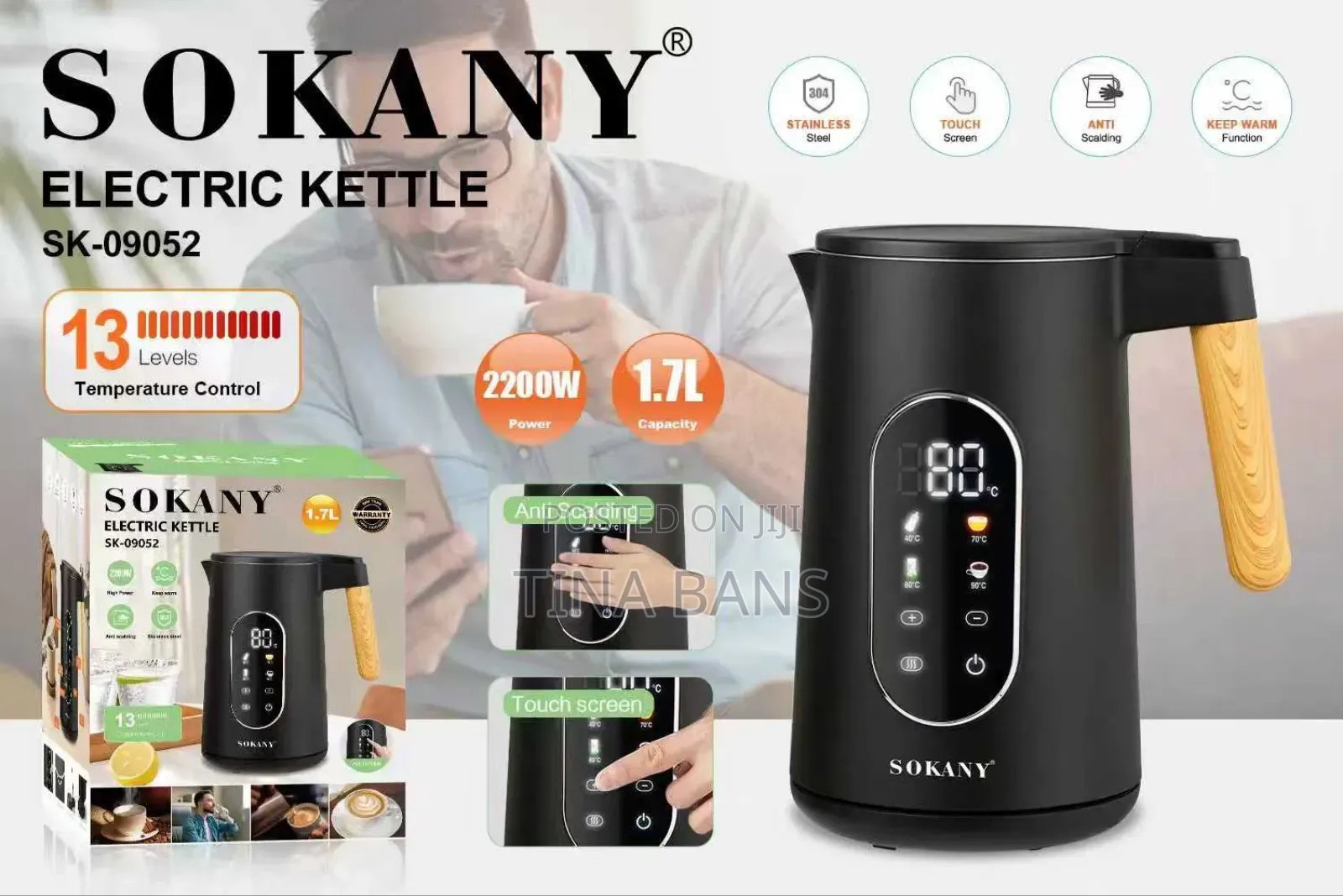 Sokany 1.7litres Digital Eletric Kettle