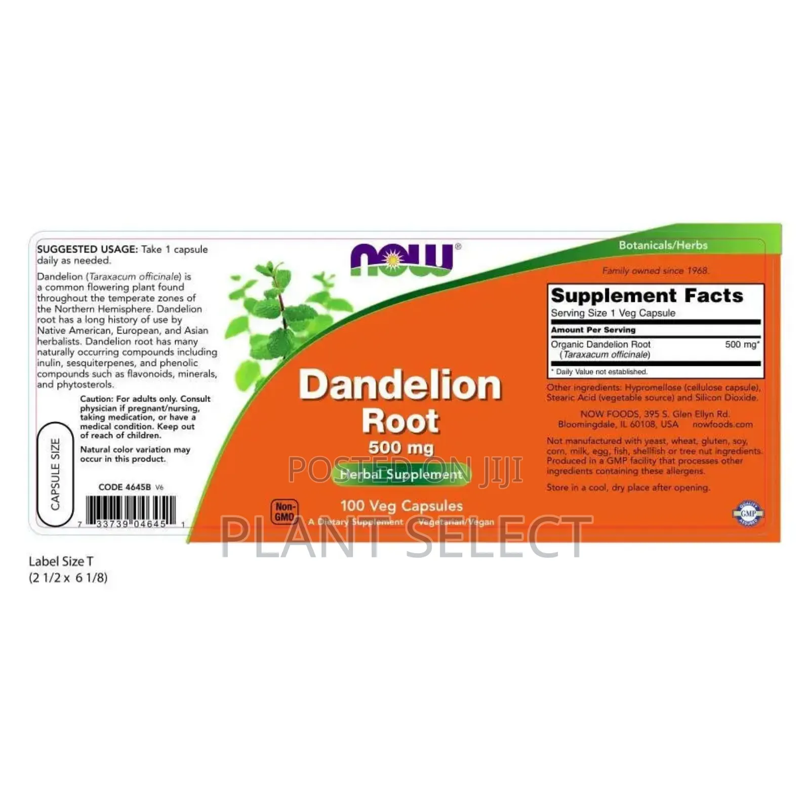 Dandelion Root (100) Capsules