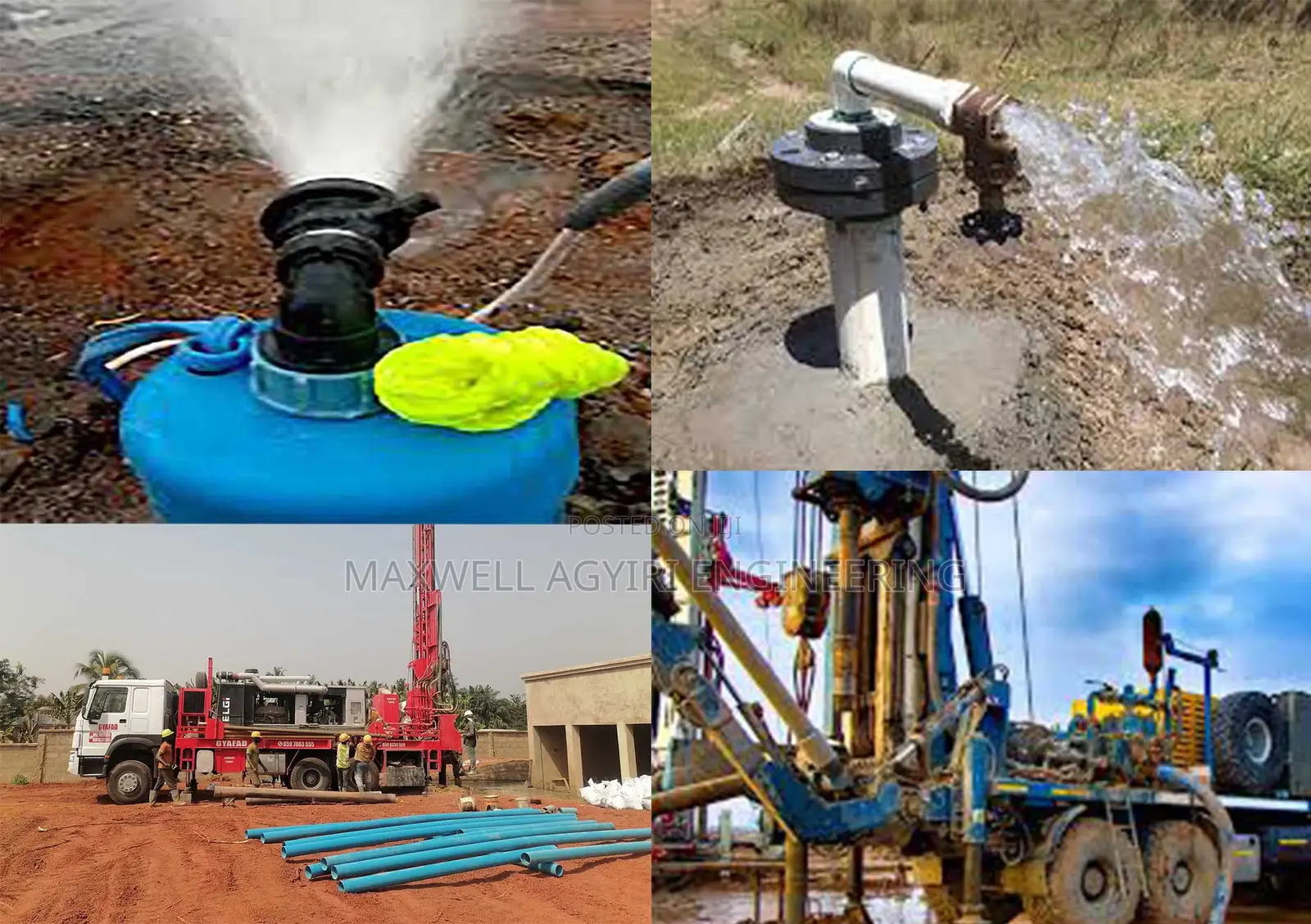 Borehole Drilling With Installation of Pump and Blue Pipes