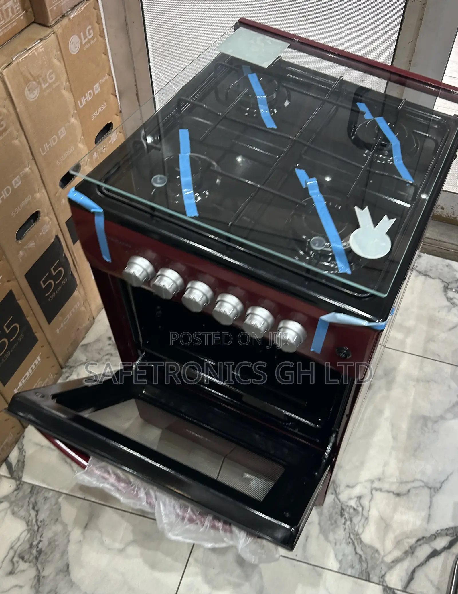 Get Elegant New Volcano Glass Lid 50x50 4 Gas Oven With Grill Cooker