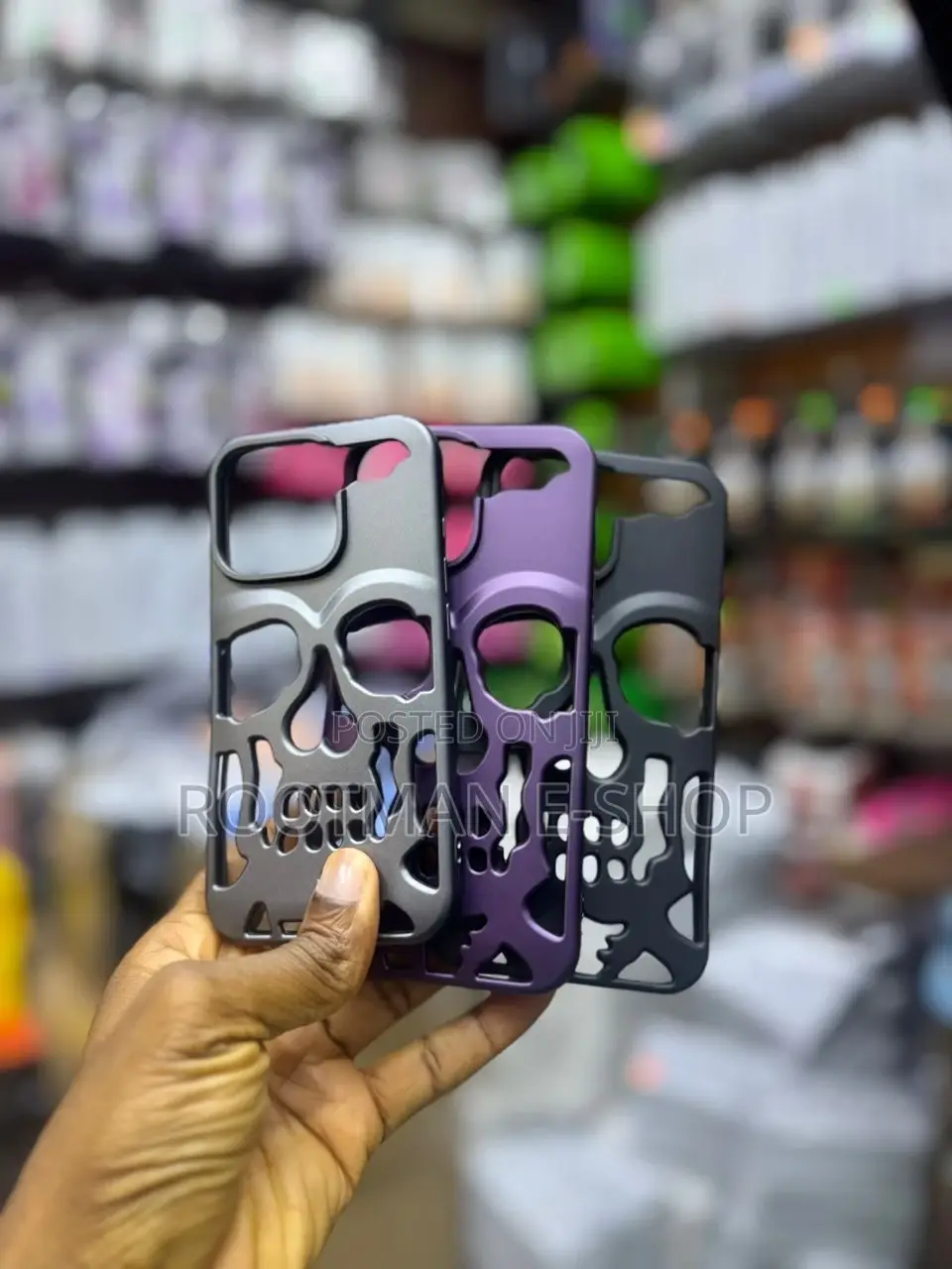 Hollow Skull Design Phone Back Case Cover for iPhone 15 16 Prow Max