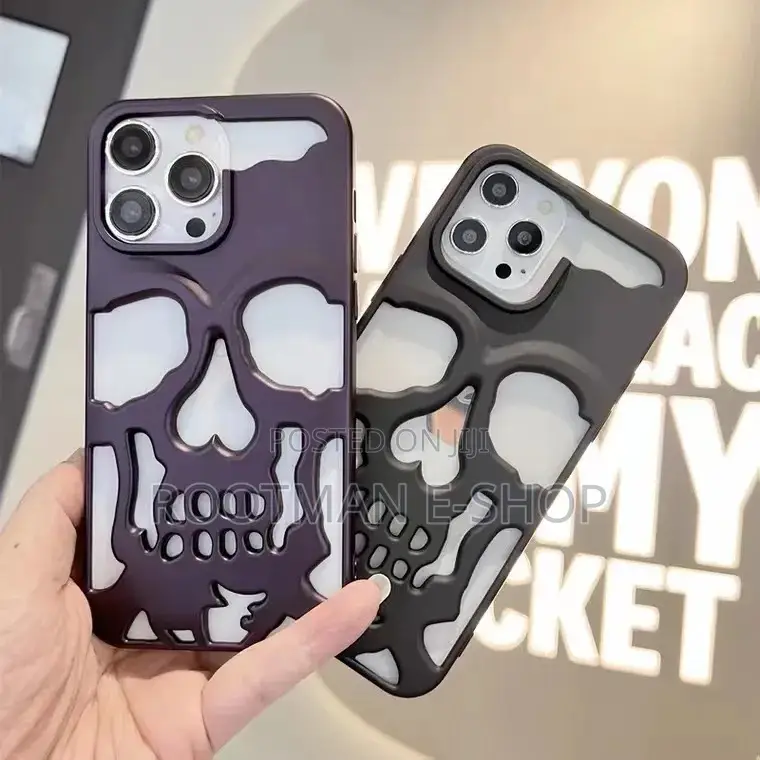 Hollow Skull Design Phone Back Case Cover for iPhone 15 16 Prow Max