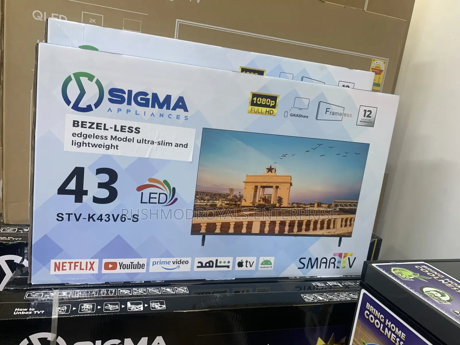 Sigma 43” Android Smart Tv Sleek Design, Built-in Satellite Tv, Icast