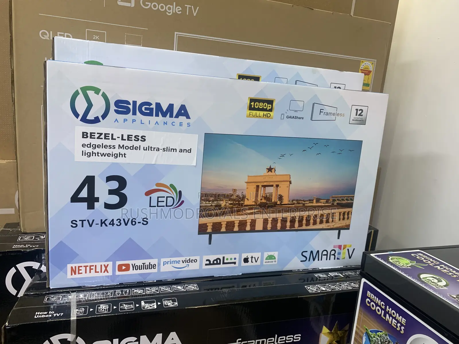Sigma 43” Android Smart Tv Sleek Design, Built-in Satellite Tv, Icast