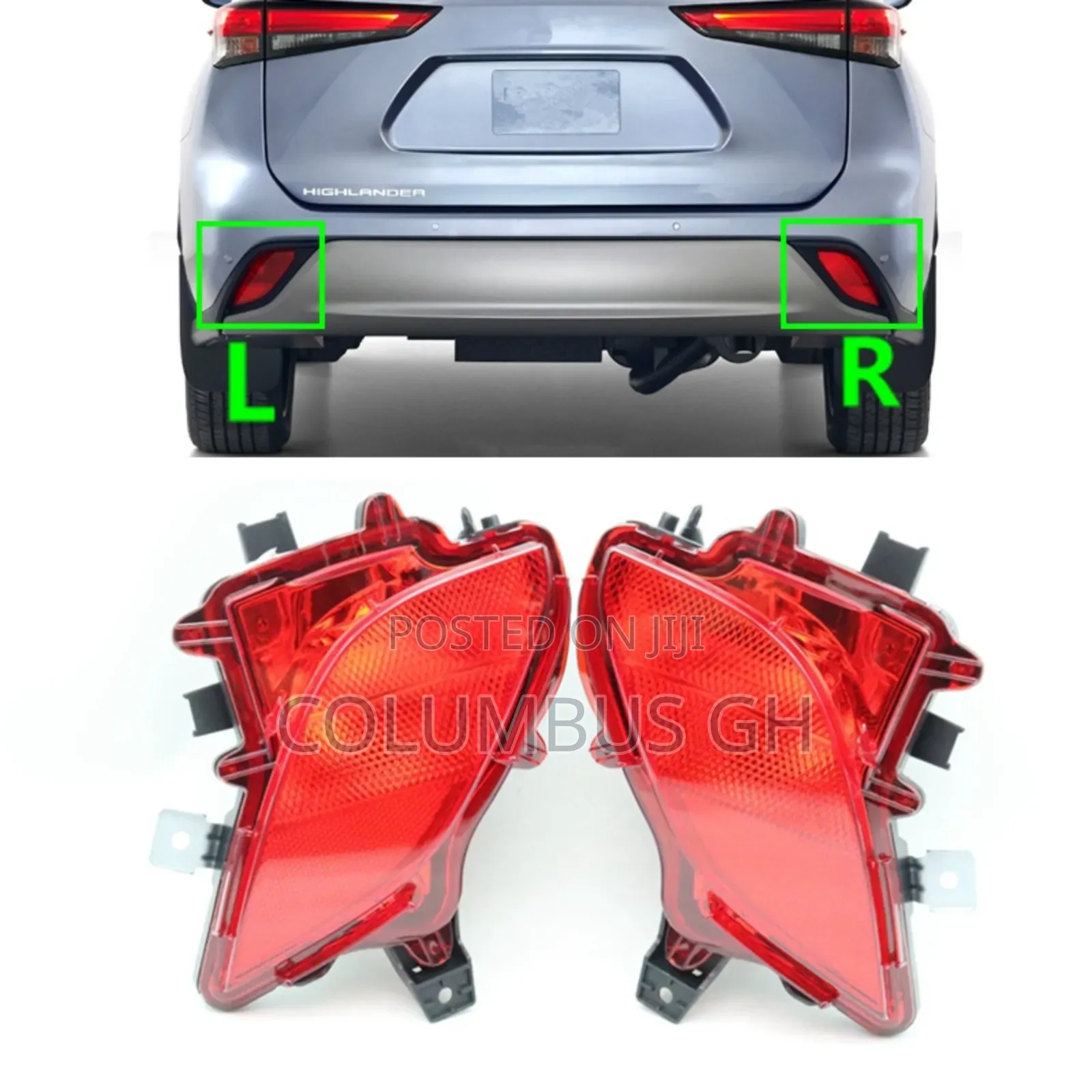 Toyota Highlander 2020 2025 Back Bumper Reflector