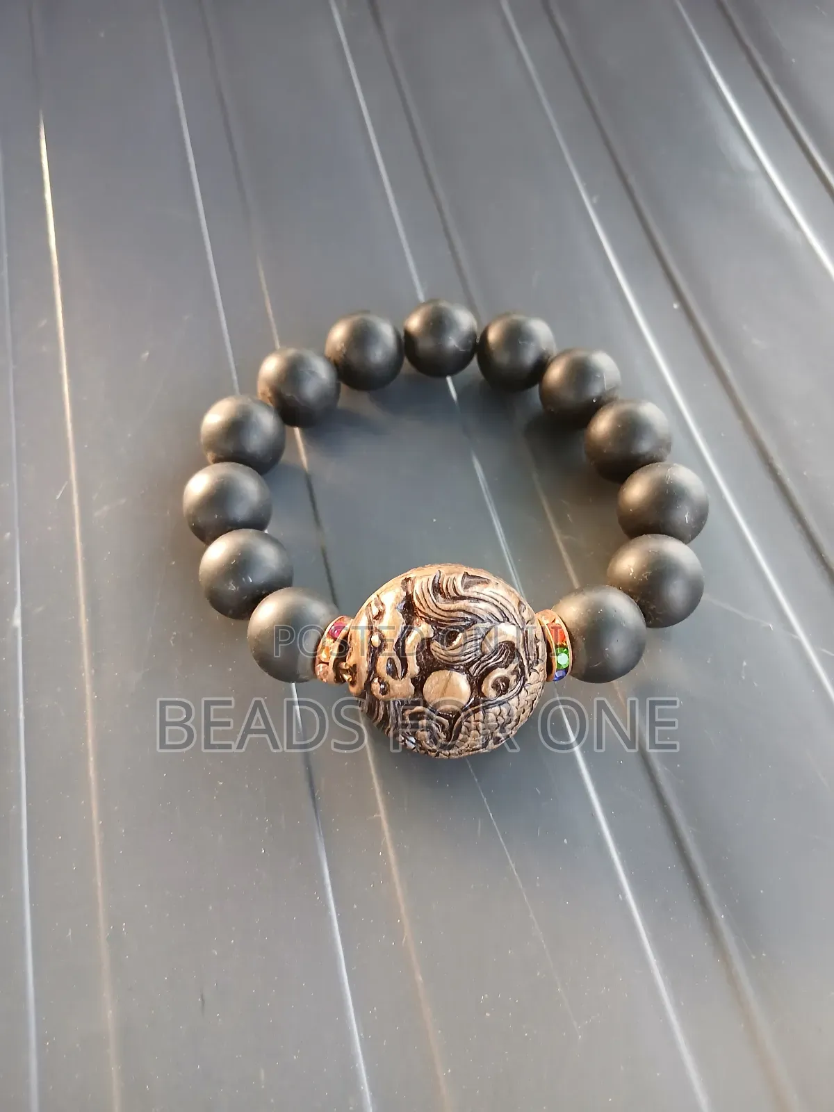 Wooden Piece of Bracelet and Blackstone