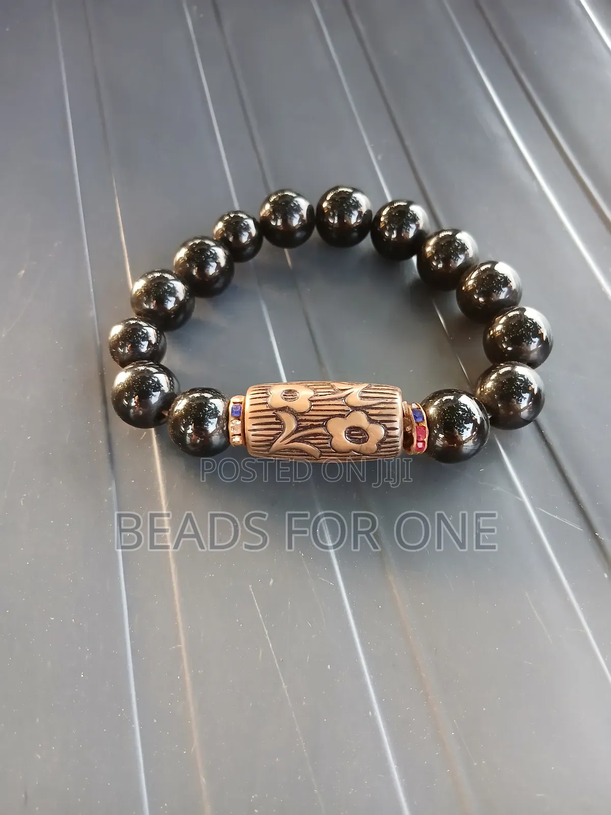 Wooden Piece of Bracelet and Blackstone
