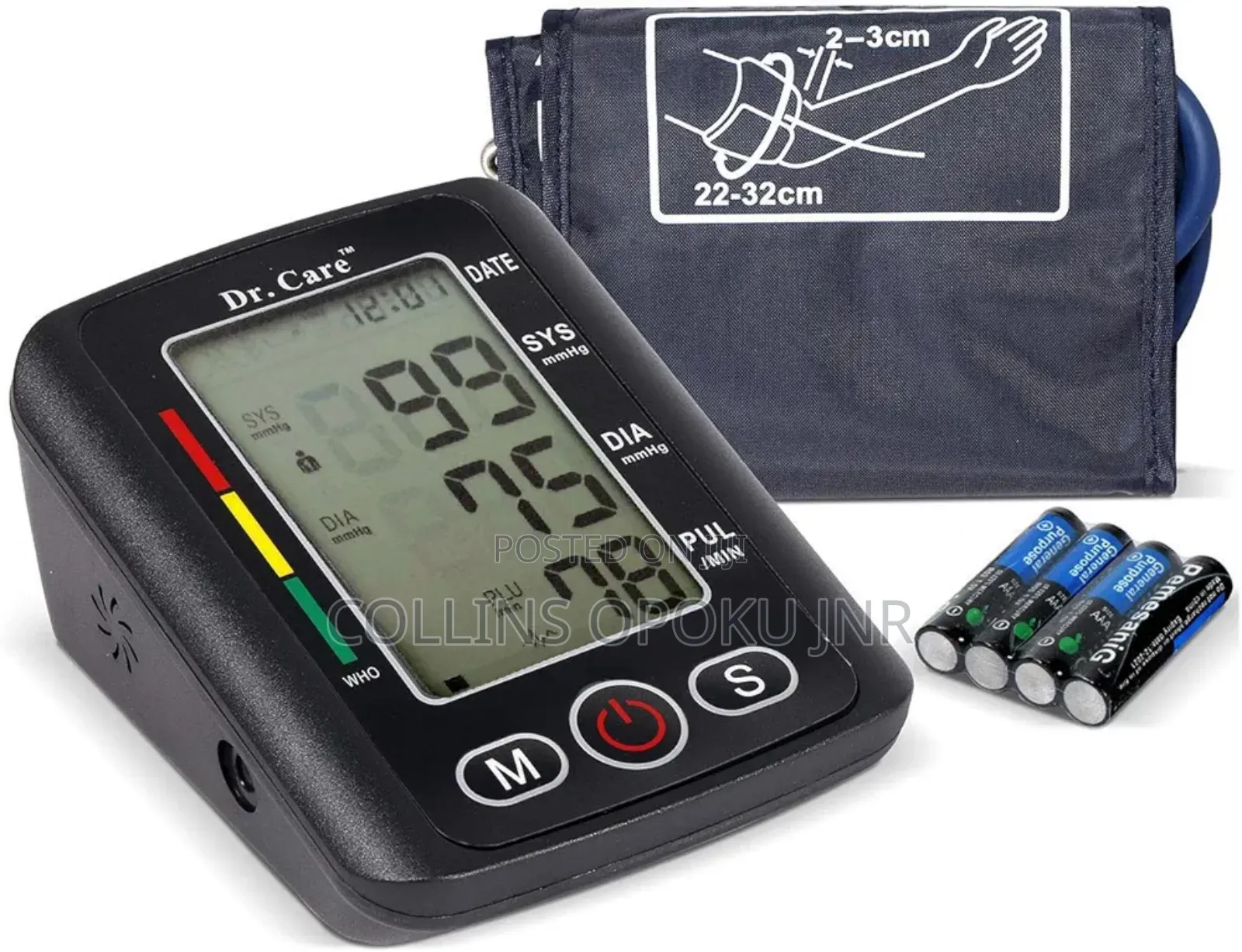 Digital Automatic Blood Pressure Monitor Upper Arm Smart Machine-black