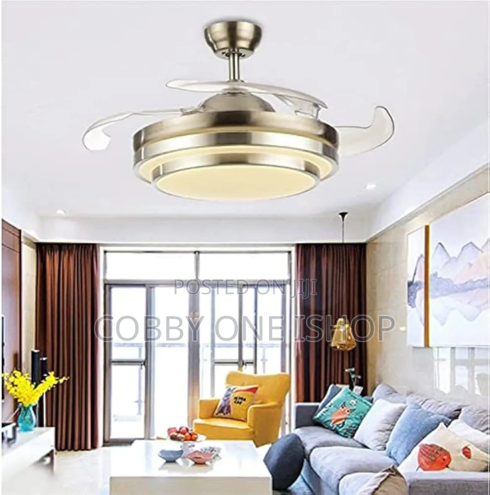 Retractable Chandelier Ceiling Fan Modern Type