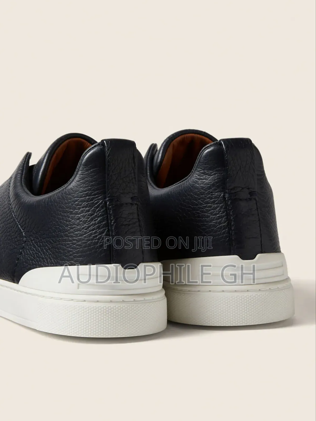 Zegna Navy Blue Deerskin Triple Stitchtm Sneakers