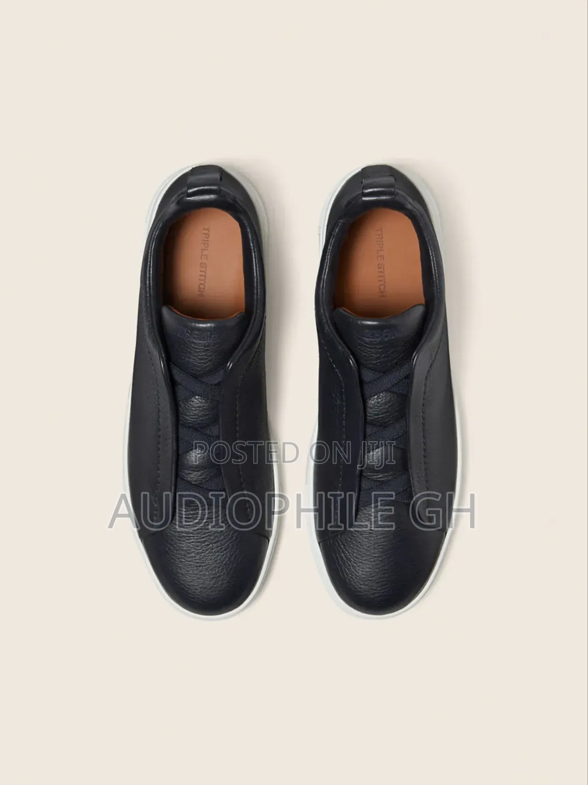 Zegna Navy Blue Deerskin Triple Stitchtm Sneakers