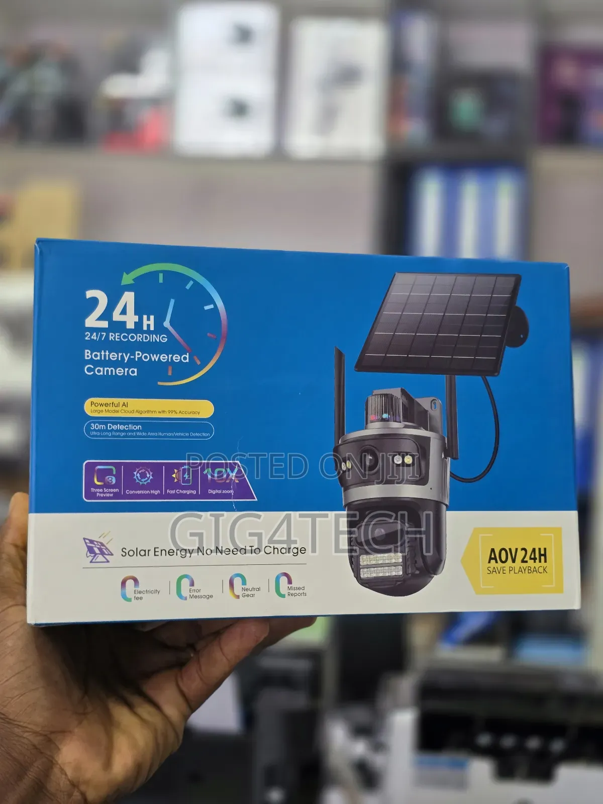 Aov 4g Solar-Powered 360° PTZ Smart Security Camera