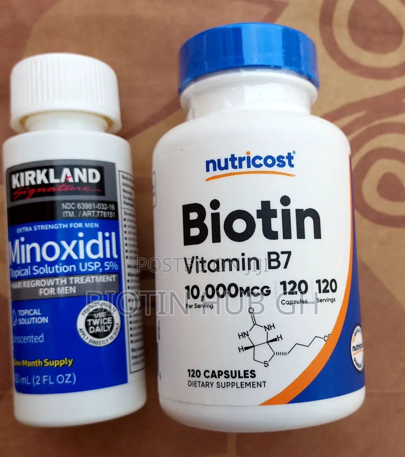 Kirkland Minoxidil and Nutricost Biotin 10,000mcg Combo