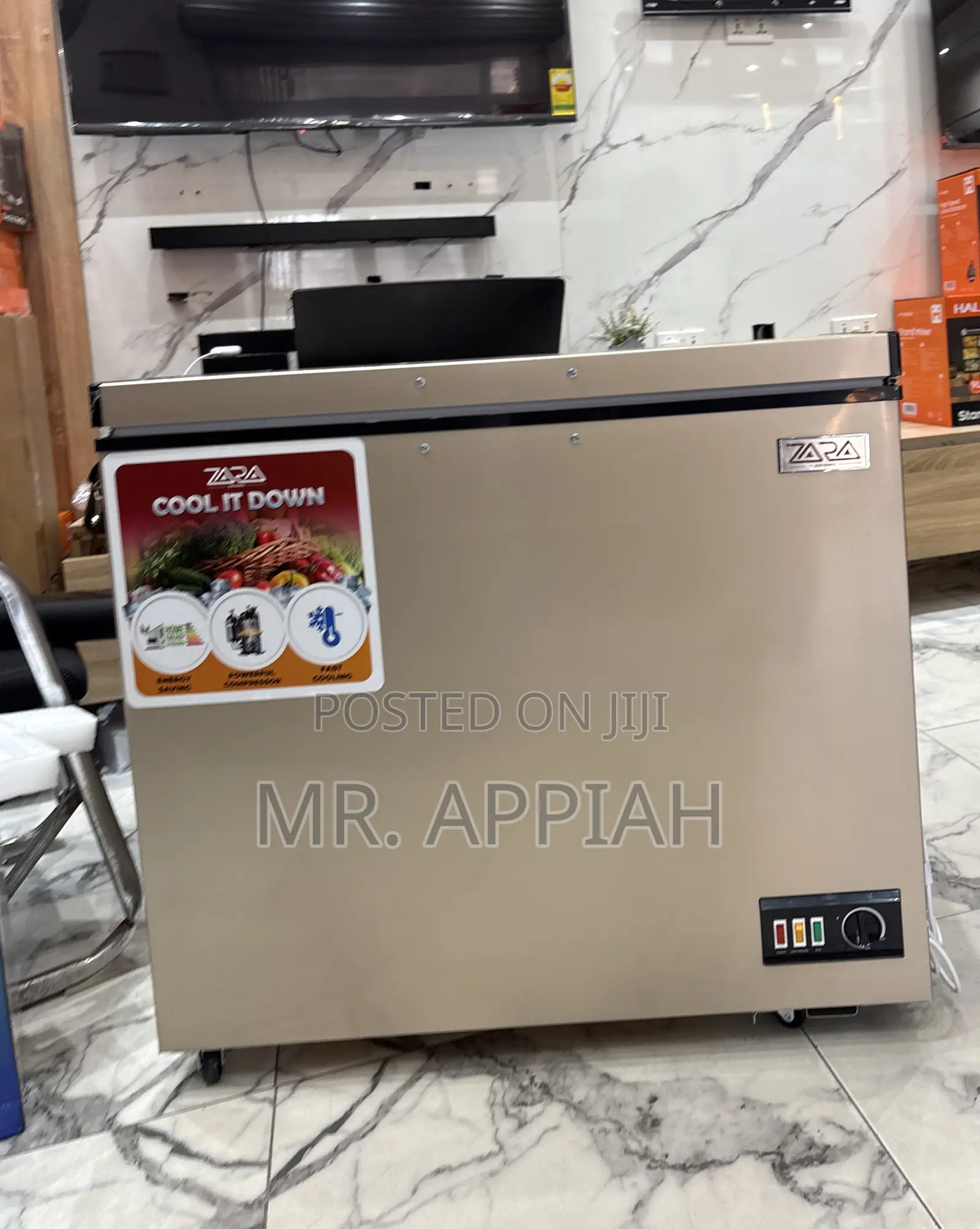 Efficient Zara 300fl Electric Chest Freezer(238liter)Gold 