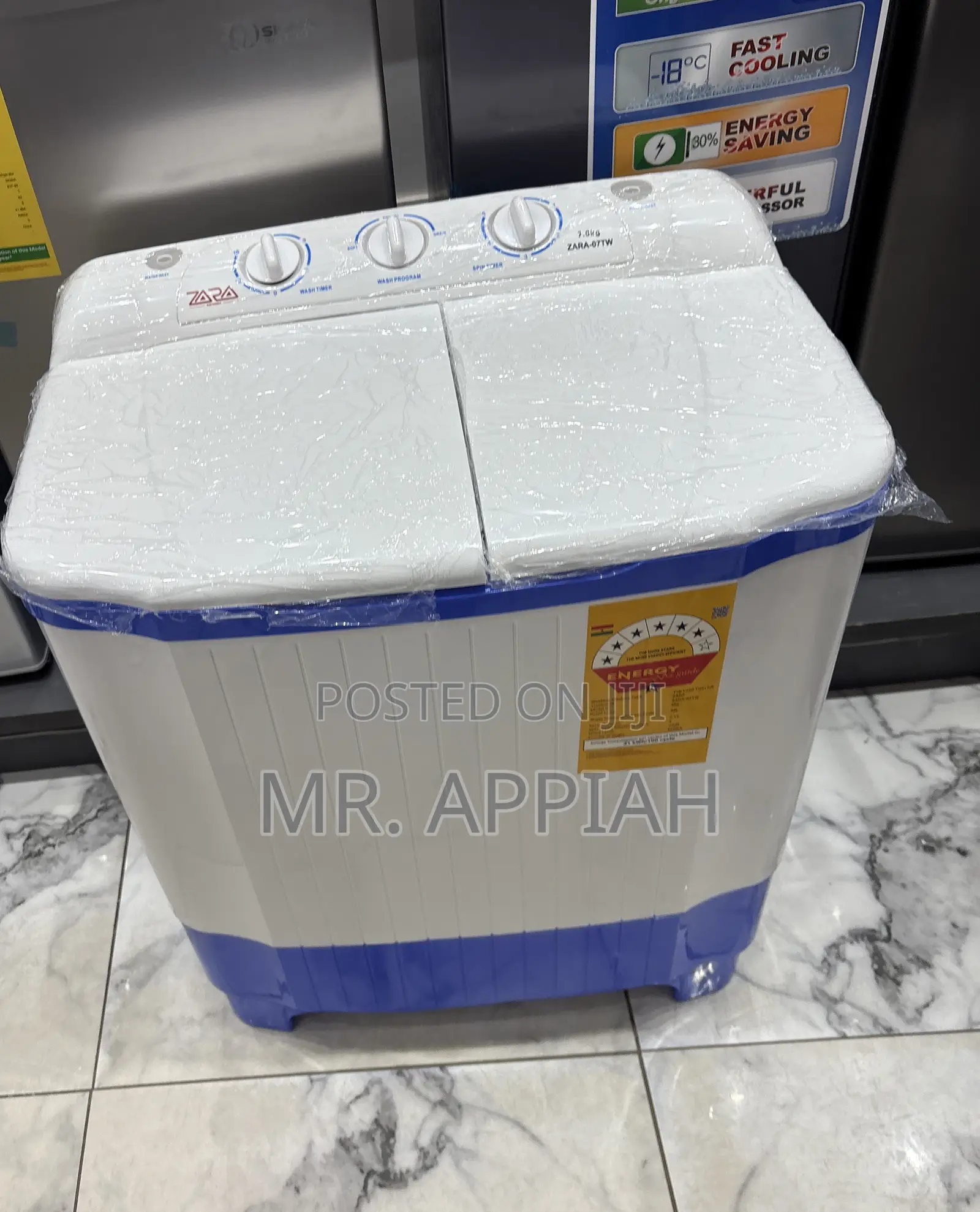 Spin Dry Twin Tub Zara 7kg Electric Washing Machine(White).