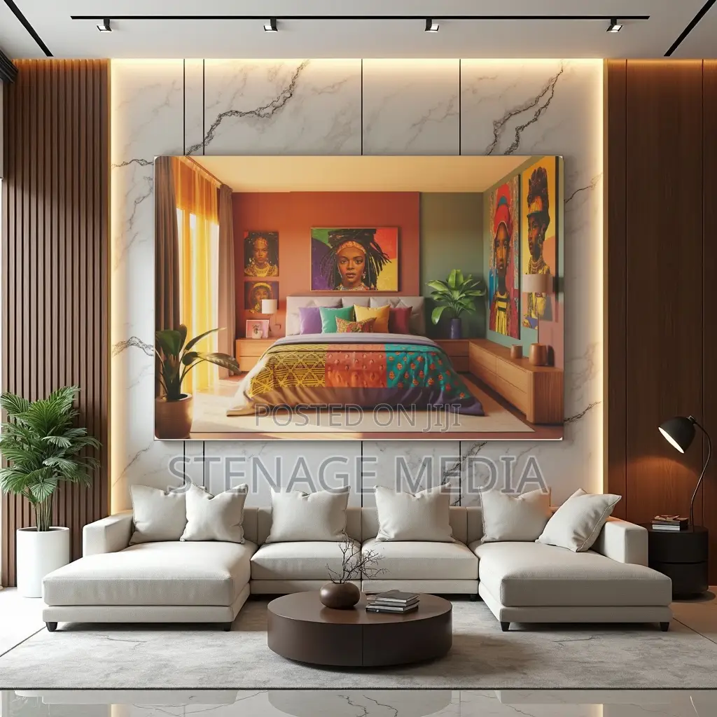 Elegant Earth Tone Bedroom Luxury Interior Canvas Frame Wall Art Print
