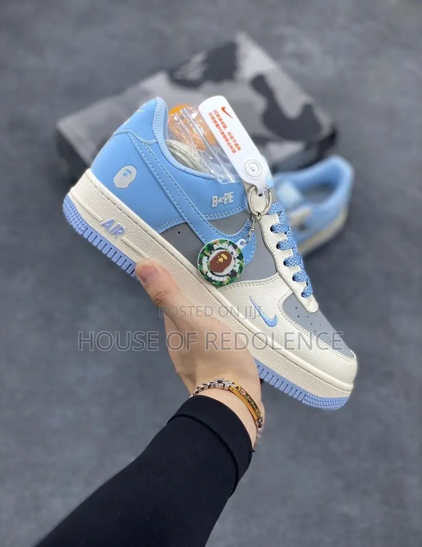 Nike Air Force 1 '07 Low X Bape Blue Grey Off White Sneakers
