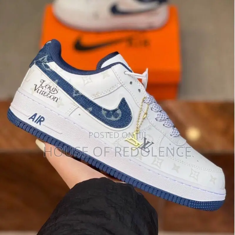Louis Vuitton X Nike Air Force 1 Low Denim Blue Snrakers