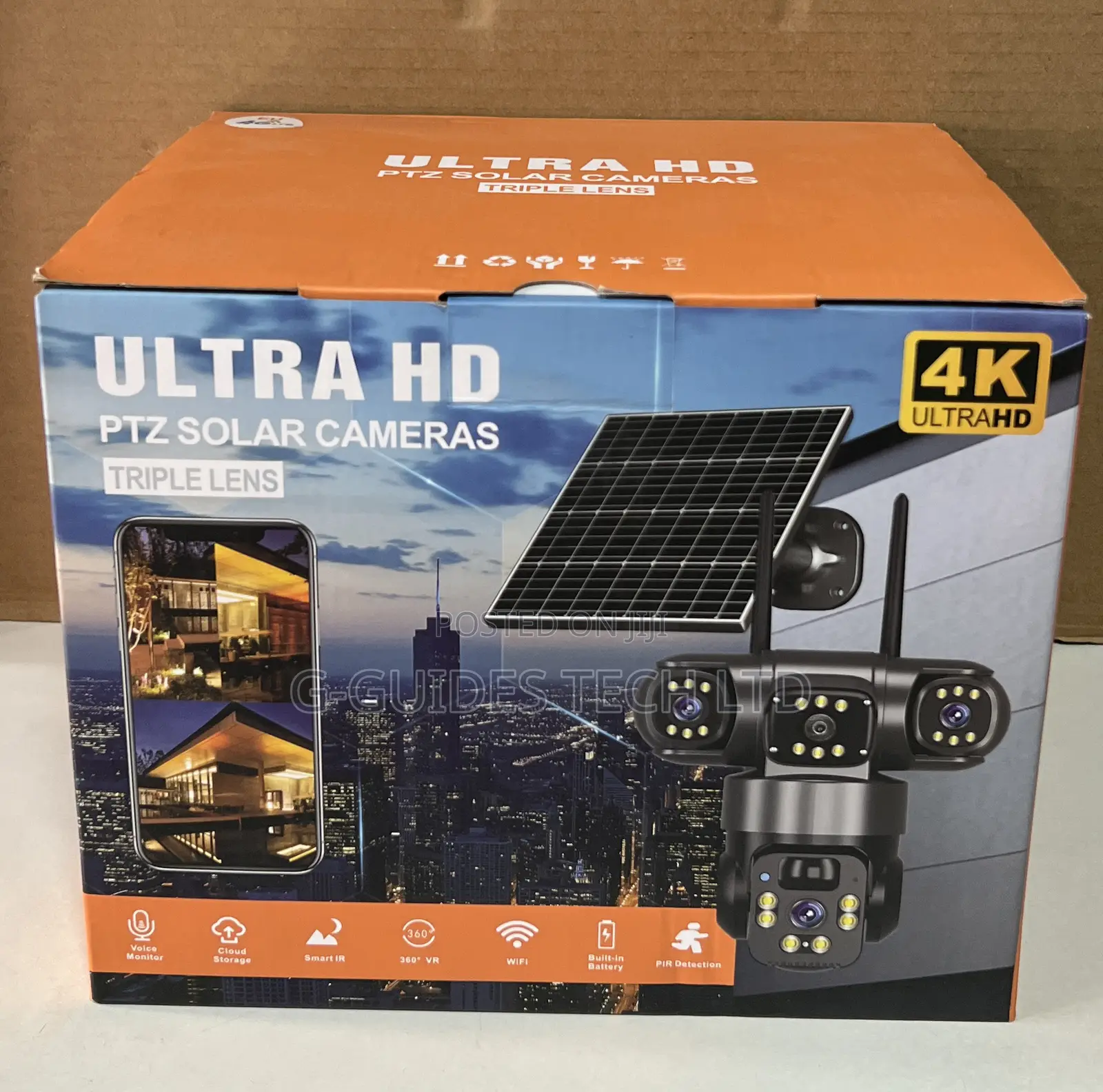 Ultra Hd 4g Solar Triple-Lens Camera, 4g Solar 3-Lens Camera V380 Pro