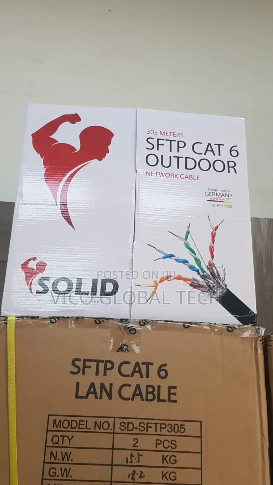 Solid SFTP Cat 6 Outdoor Network Cable 305m