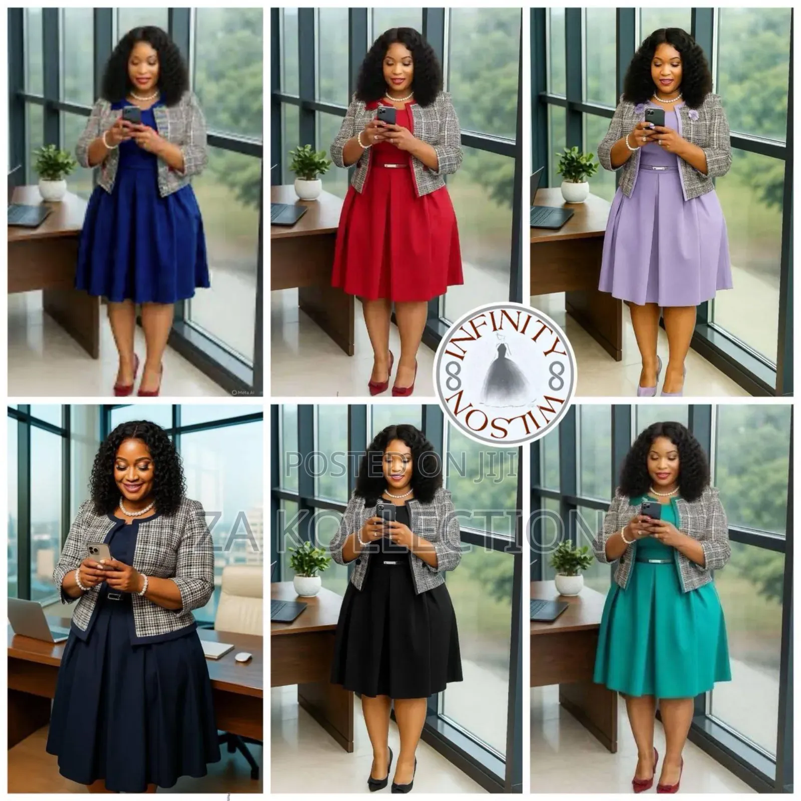 Womens Flare Office Dress With Coat