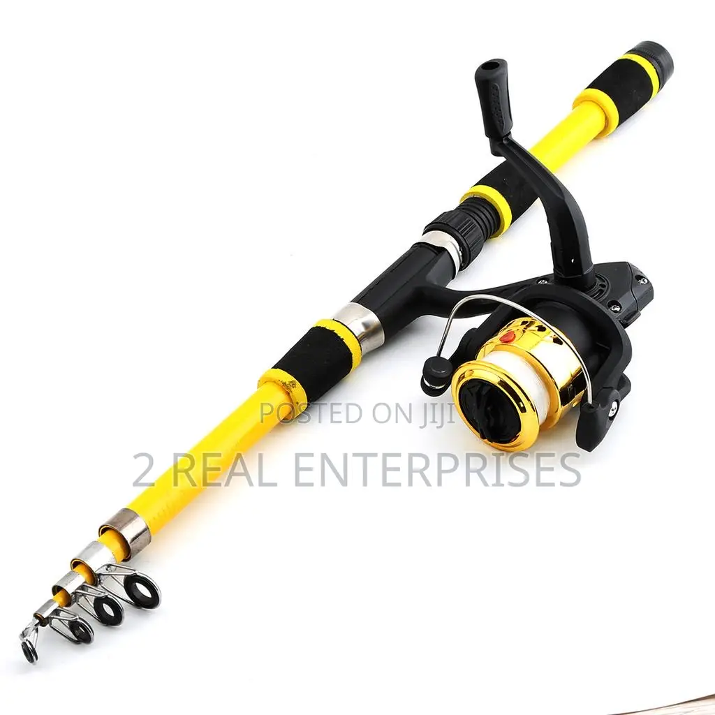 Fishing Rod and Spinning Reel Set Telescopic 1.8m Yellow