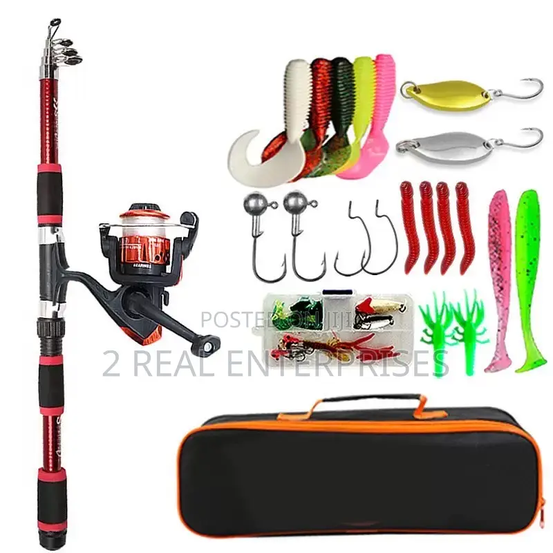 Pro Telescopic Fishing Pole, Reel, Artificial Baits,Hooks, Bag