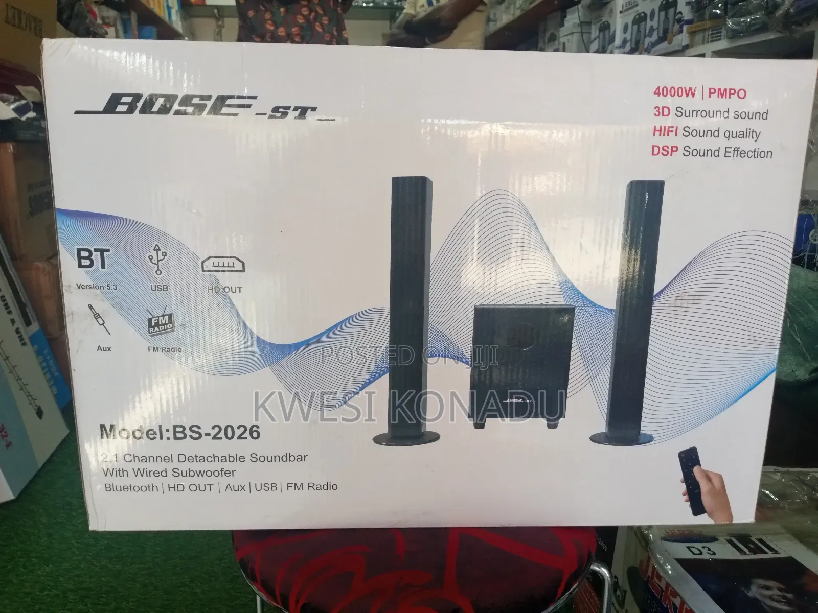 Bose Model:Bs-2026 Cable 2.1 Channel Detachable Soundbar