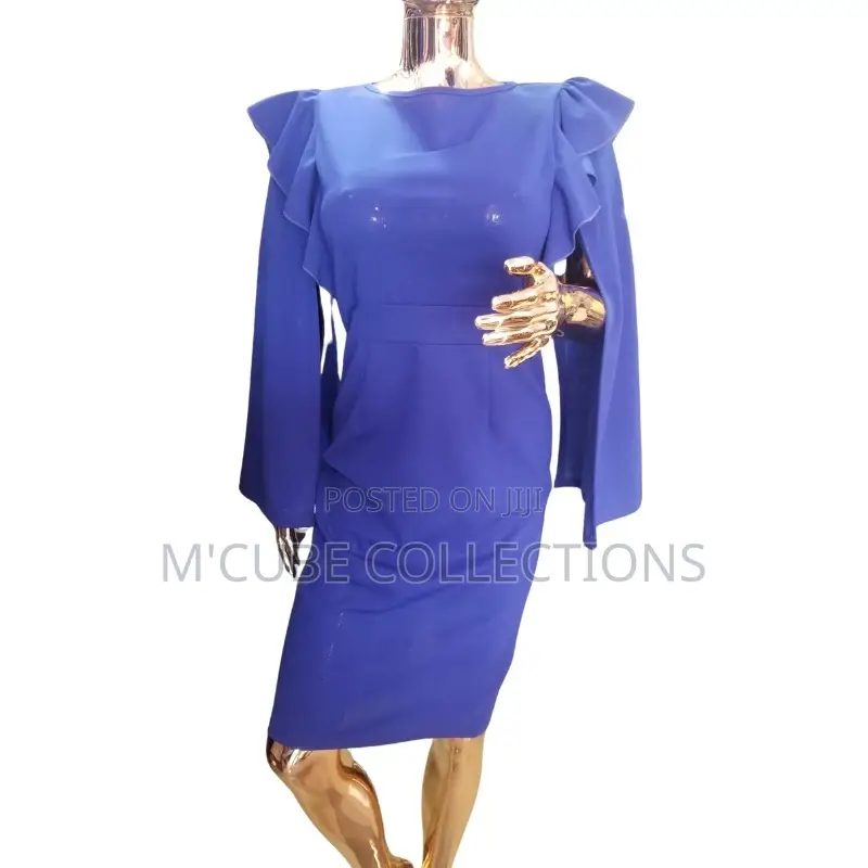 Royal Blue Ruffle Sleeve Midi Dress