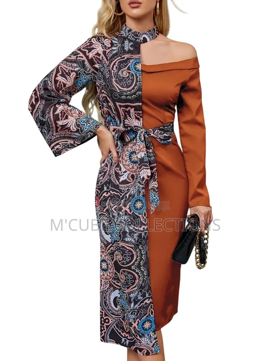 Paisley Charm Off-Shoulder Dress
