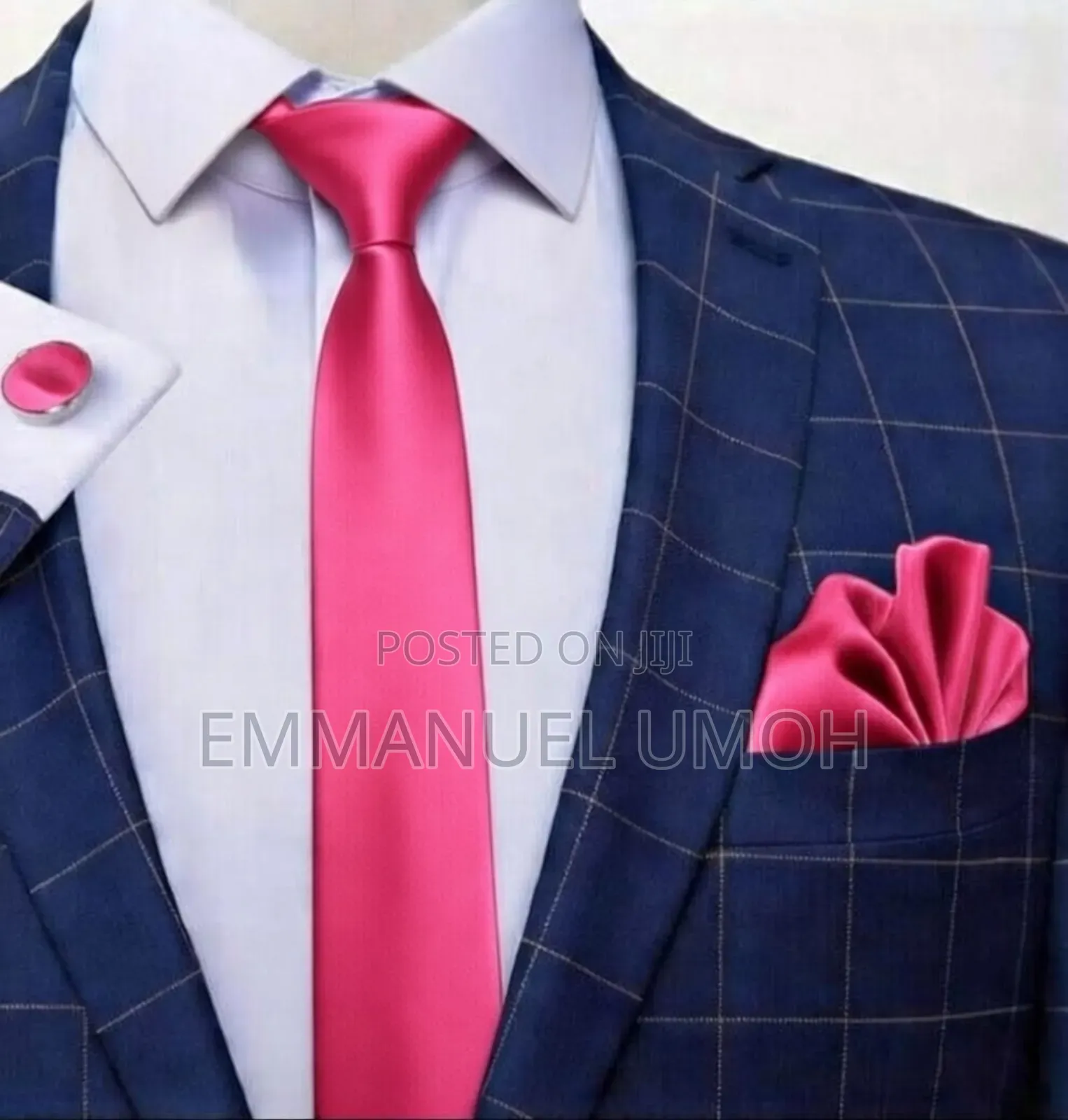 Classy Long Ties With Cufflinks and Pocket Square