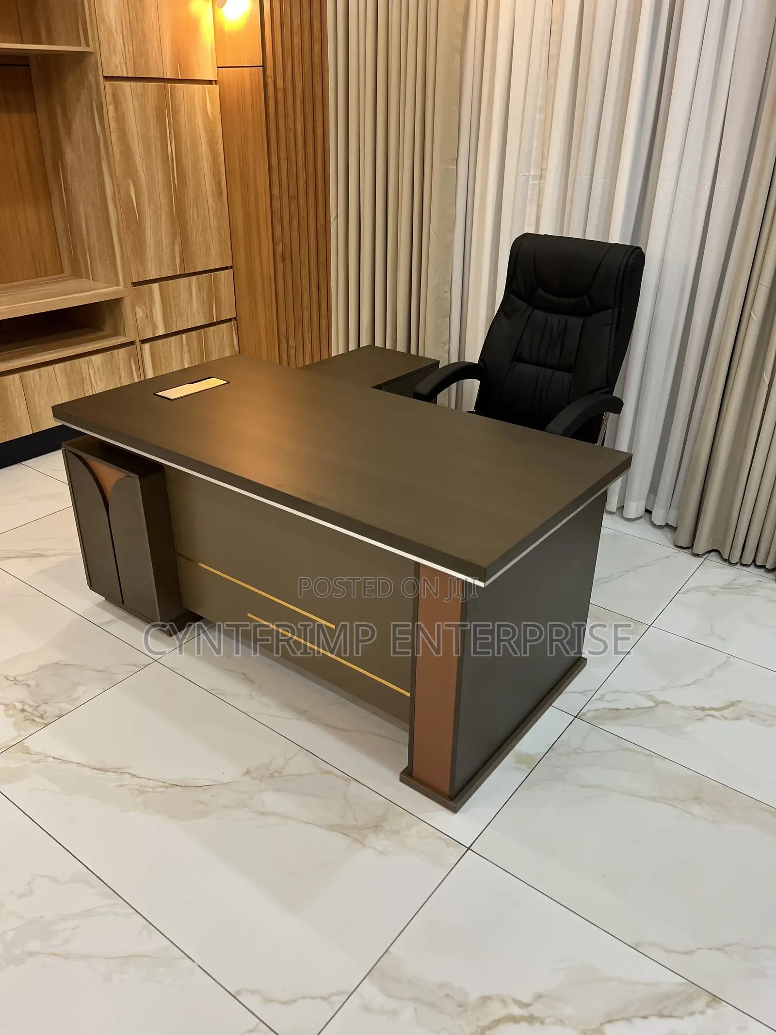 L-Shaped Executive Office Desk and Chair