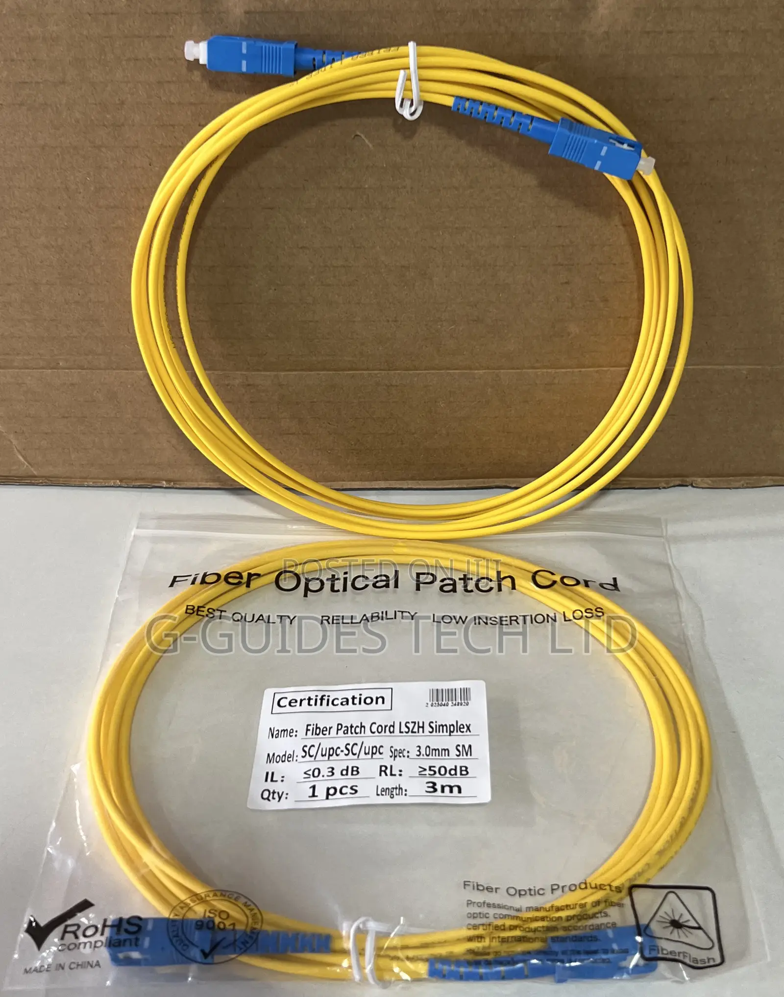 3m Sc Fiber Patch Cord Single-Mode Simplex Cable