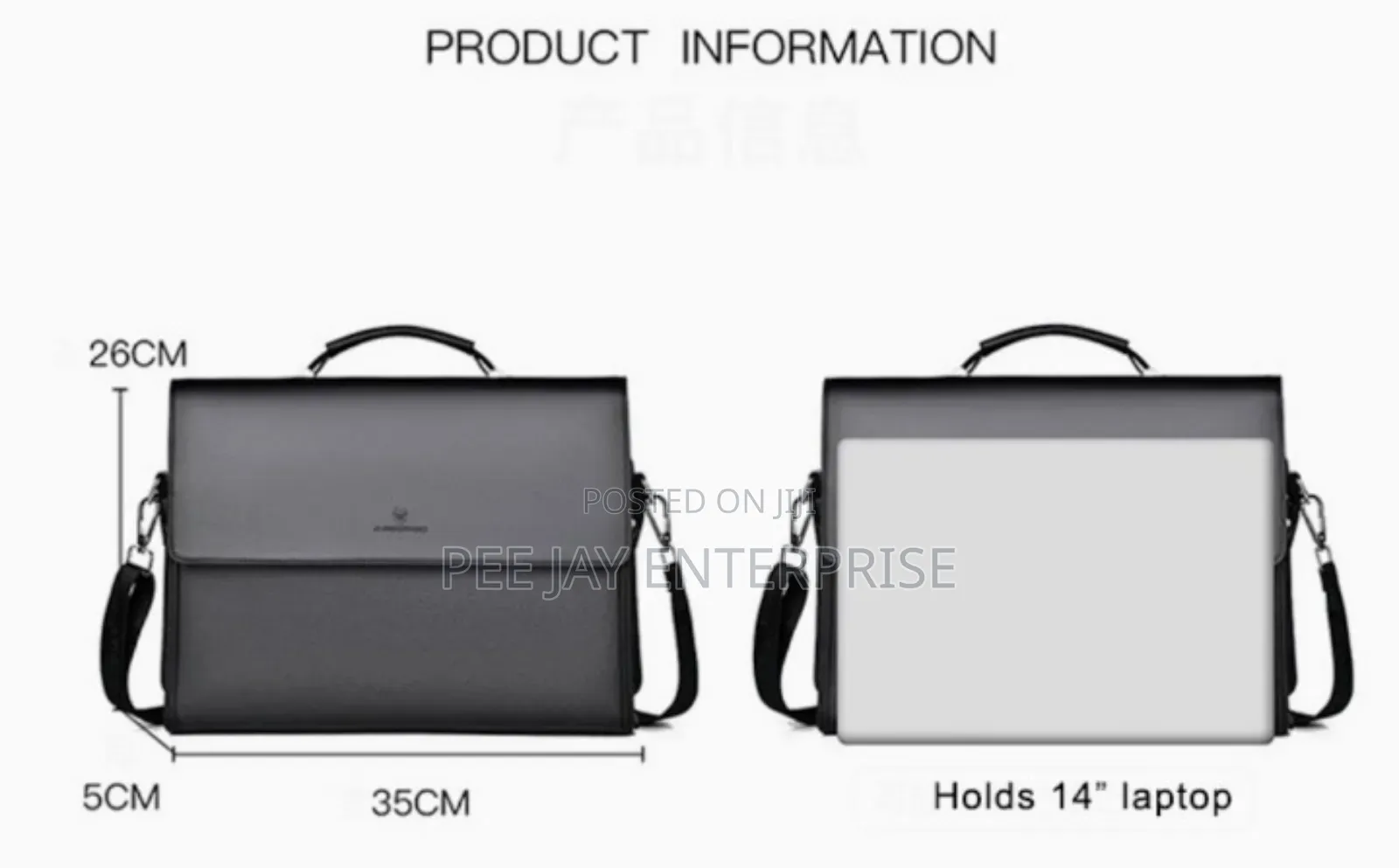 Square Side Crossbody Bag Document Leather Executive Briefcase for Men