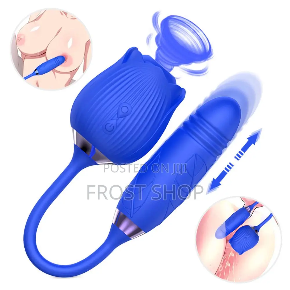 Thrusting and Sucking Rose Vibrator Sex Toy for Women - 10 Modes