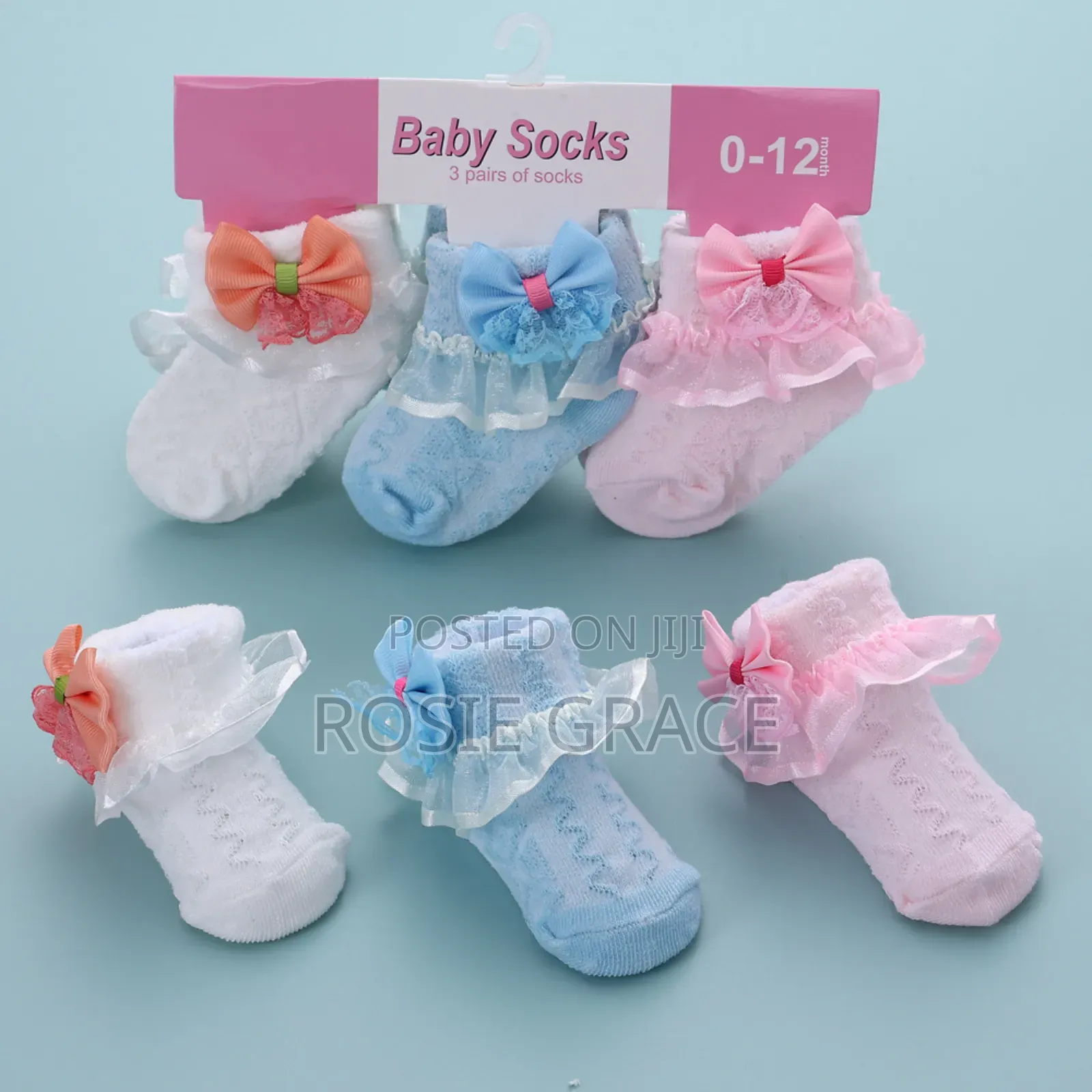 3 Pair Girly Floral Socks