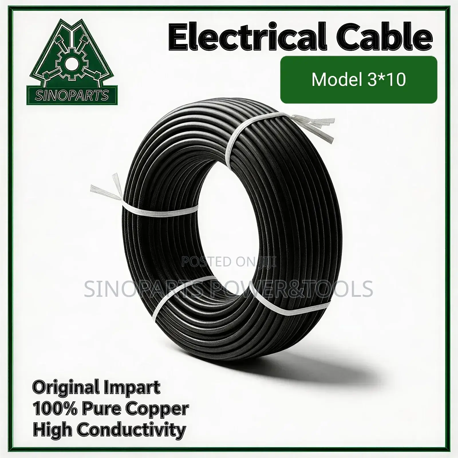 100m 3×10mm Pure Copper Electrical Cable – Heavy Duty House Wiring