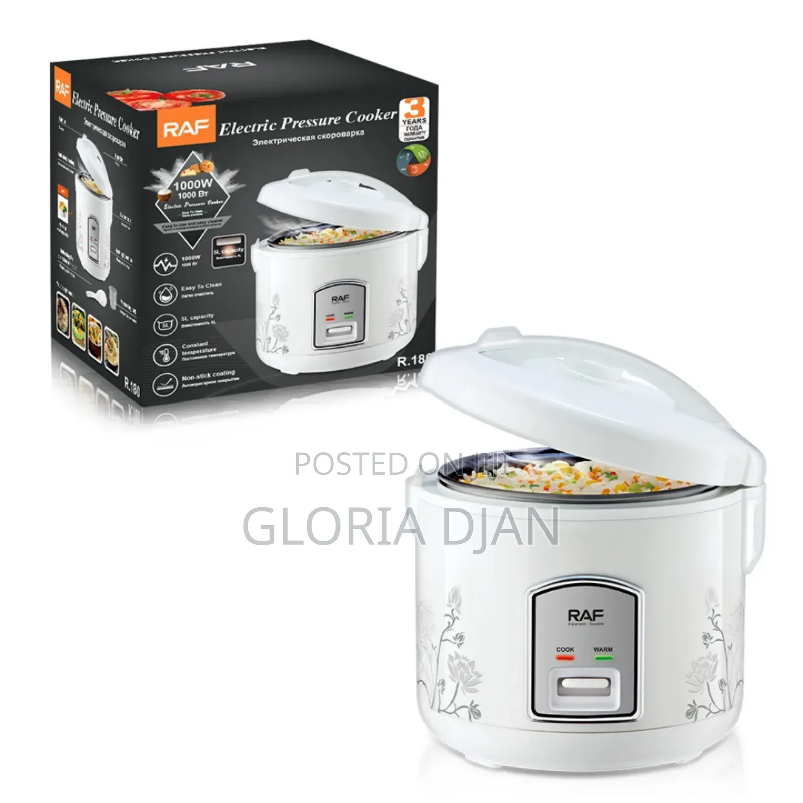 Rice Cooker With Steamer Raf 5l