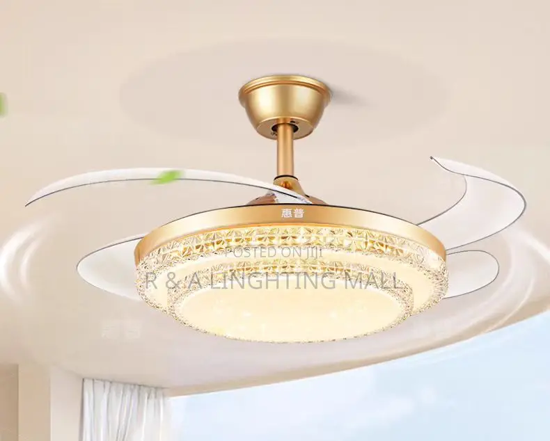 Retractable Led Ceiling Fanlight With Bluetooth + Remote