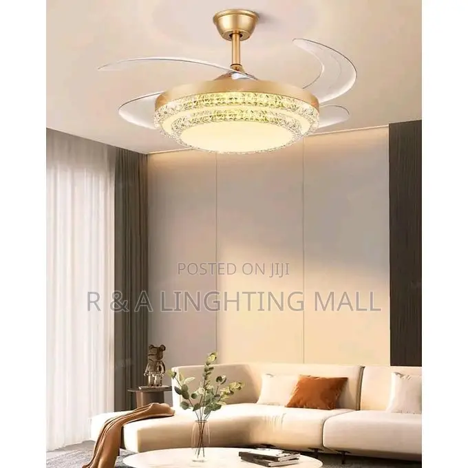 Retractable Led Ceiling Fanlight With Bluetooth + Remote