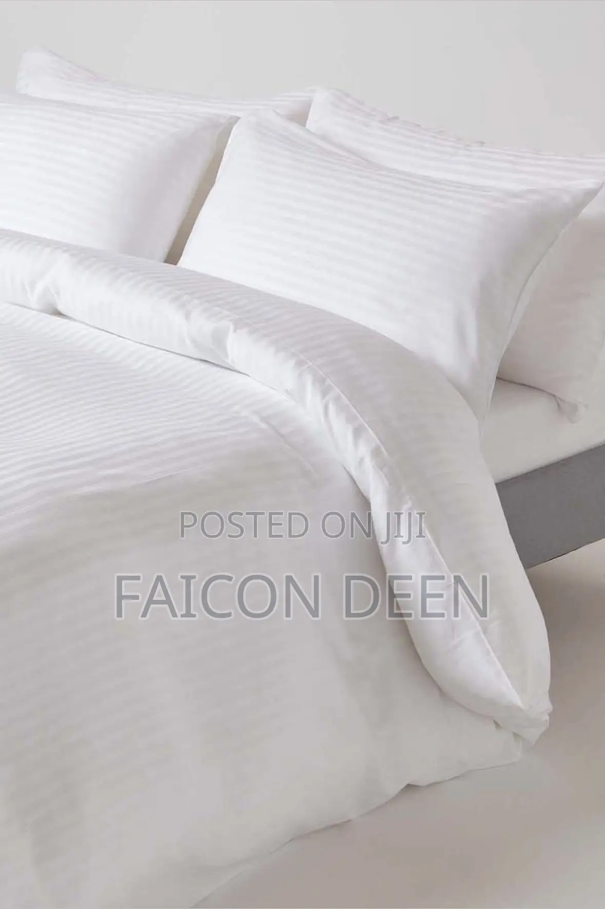 Softness Your Guest Would Love: White Cotton Stripped Duvet Cover Only